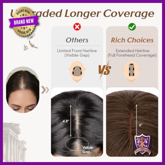 Human Hair Topper with Bangs 14 Inch 150% Density for Thinning Hair main image 6